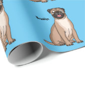 ハッおもしろいプグ犬の漫画イラストレーション ラッピングペーパー (ロールコーナー)