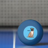 ハッおもしろいプグ犬の漫画イラストレーション 卓球ボール (ネット)