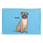 ハッおもしろいプグ犬の漫画イラストレーション 枕カバー (裏面)