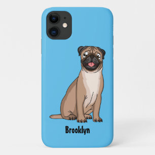 ハッおもしろいプグ犬の漫画イラストレーション iPhone 11 ケース