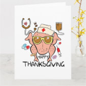 ハッおもしろいプサンクスギビングトルコナース カード (黄色い花)