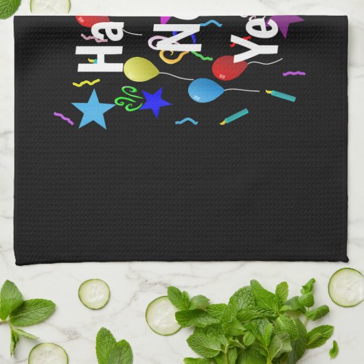 ハッおもしろいプニューイヤー大晦日2023パーティーデコレーションセ キッチンタオル (折り畳み)