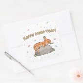 ハッおもしろいプニューイヤー、新年プンドール スクエアシール (封筒)