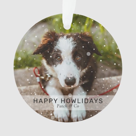 ハッおもしろいプハウリデイ2犬写真クリスマス オーナメント (正面)