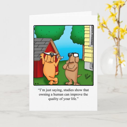 ハッおもしろいプペットの飼い主の日のグリーティングカード カード (黄色い花)