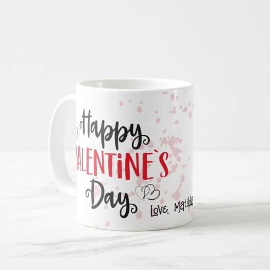 ハッおもしろいプヴァレンティーンズデイブラック猫好き コーヒーマグカップ (正面左)