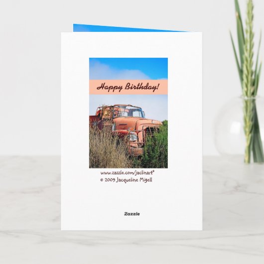 ハッおもしろいプ40th誕生日 – ヴィンテージオレンジのトラック カード (裏面)