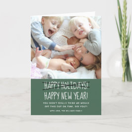 ハッおもしろいモダンプニューイヤーグリーンホリデーカード シーズンカード