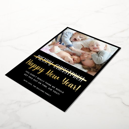 ハッおもしろいモダンプニューイヤーフォイルホリデーカード 箔シーズンカード (回転した状態)