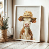 ハッお洒落ツカーフ絵画ファーム動物付き牛 ポスター