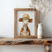 ハッお洒落ツカーフ絵画ファーム動物付き牛 ポスター