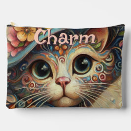 ハッお洒落トフローラ付き猫パーソナライズされた アクセサリーポーチ