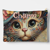 ハッお洒落トフローラ付き猫パーソナライズされた アクセサリーポーチ (裏面)