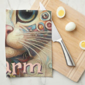 ハッお洒落トフローラ付き猫パーソナライズされた キッチンタオル (四つ折り)