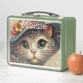 ハッお洒落トフローラ付き猫パーソナライズされた メタルランチボックス (インサイチュ)