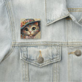 ハッお洒落トフローラ付き猫パーソナライズされた 名札 (インサイチュ)