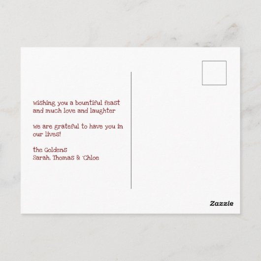 ハッお洒落プサンクスギビング友情カスタム ポストカード (裏面)