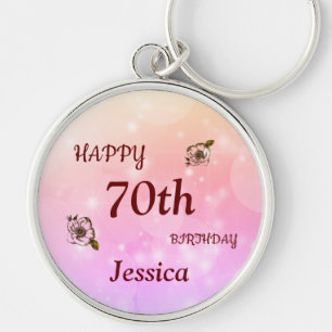 ハッかわいらしト70誕生日パーソナライズされた キーホルダー