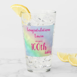 ハッかわいらしパーソナライズされたグ100誕生日 タンブラーグラス