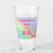ハッかわいらしパーソナライズされたグ16誕生日 タンブラーグラス (正面)