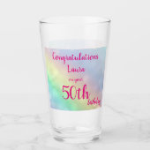 ハッかわいらしパーソナライズされたプ50誕生日 タンブラーグラス (正面)