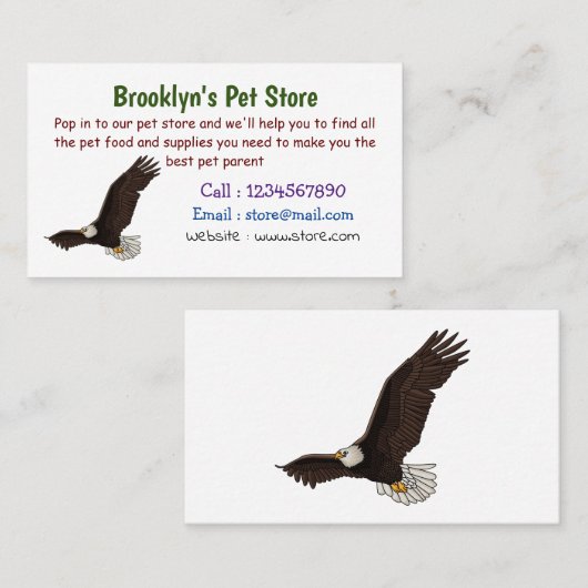 ハッと飛んでいるした鷲の漫画 名刺 (正面/裏面)