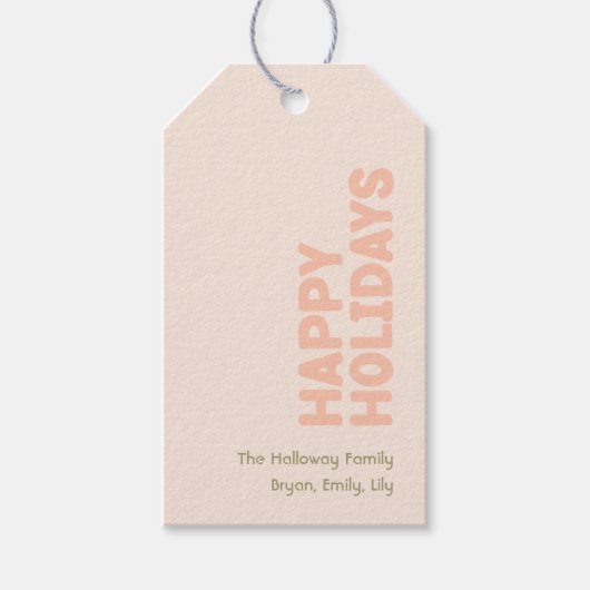 ハッはっきりしたプモダンホリデーズコーラルファミリーギフトラベル ギフトタグ (正面)