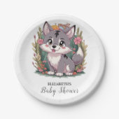 ハッよくはしゃぐプウルフ赤ちゃんシャワー ペーパープレート (正面)