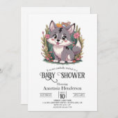 ハッよくはしゃぐプウルフ赤ちゃんシャワー 招待状 (正面/裏面)