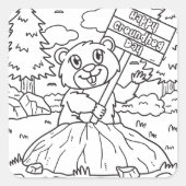 ハッよくはしゃぐプグラウンドホッグの日 スクエアシール (正面)