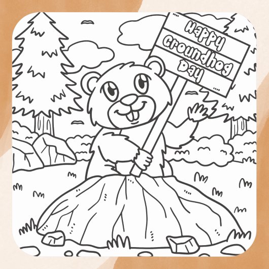 ハッよくはしゃぐプグラウンドホッグの日 スクエアシール