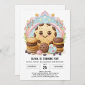 ハッエレガントお洒落プCookie誕生日 招待状 (正面/裏面)