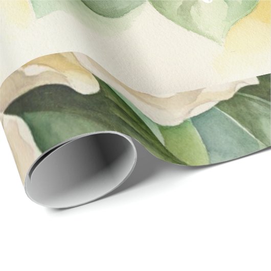 ハッエレガントク90th誕生日フローラホワイトネーム ラッピングペーパー (ロールコーナー)