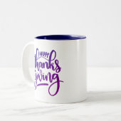 ハッエレガントプサンクスギビングタイポグラフィ ツートーンマグカップ (正面左)