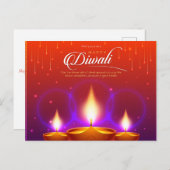 ハッエレガントプディワリ金ゴールドディヤフェスティバルオブライト シーズンポストカード (正面/裏面)