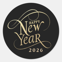 ハッエレガントプニューイヤーブラック金ゴールド ラウンドシール