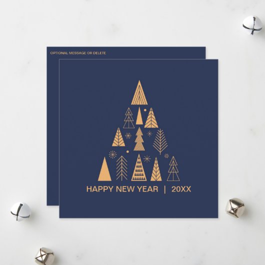ハッエレガントプニューイヤーブルー金ゴールドスクエア シーズンカード (正面/裏面インサイチュ)