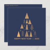 ハッエレガントプニューイヤーブルー金ゴールドスクエア シーズンカード (正面/裏面)