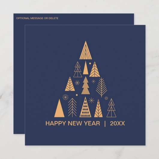 ハッエレガントプニューイヤーブルー金ゴールドスクエア シーズンカード (正面/裏面)