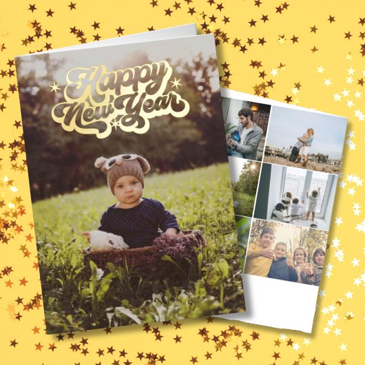 ハッエレガントプニューイヤー8写真折り畳み 箔シーズンカード
