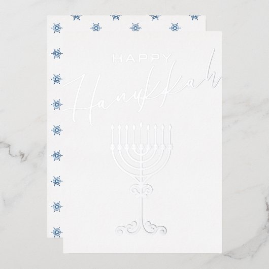ハッエレガントプハヌカー（ユダヤ教）メノラーシルバー 箔シーズンカード (正面/裏面)