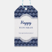 ハッエレガントプハヌカー(ユダヤ教)メノラーパターンブルー ギフトタグ (正面)