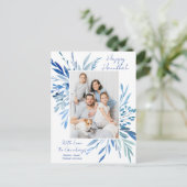 ハッエレガントプハヌッカブルーボタニカルファミリーフォト シーズンポストカード (スタンド正面)