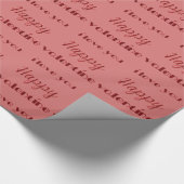 ハッエレガントプバレンタインタイポグラフィピンクレッド ラッピングペーパー (角)