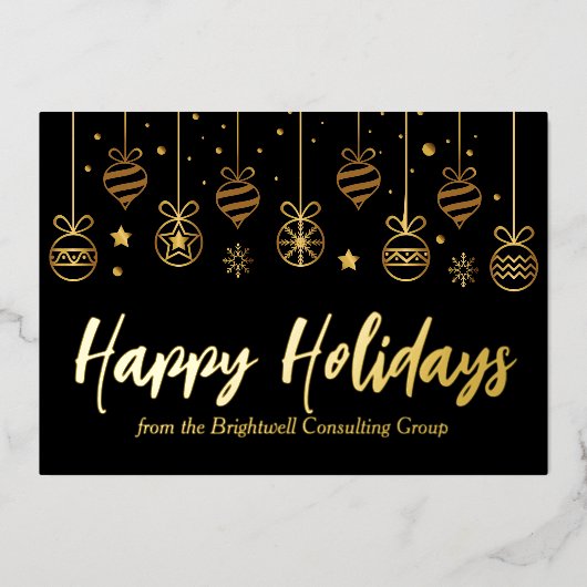 ハッエレガントプホリデーカスタムズビジネスブラック金ゴールド 箔シーズンカード (正面)