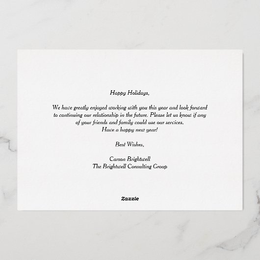 ハッエレガントプホリデーカスタムズビジネスブラック金ゴールド 箔シーズンカード (裏面)