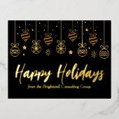 ハッエレガントプホリデーカスタムズビジネスブラック金ゴールド 箔シーズンポストカード (正面)