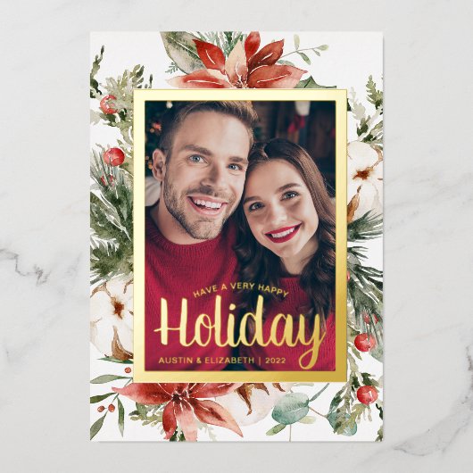 ハッエレガントプホリデーゴールドフォイルカード 箔シーズンカード (正面)