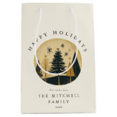 ハッエレガントプホリデーズウォーム金ゴールドパインフォレスト ミディアムペーパーバッグ (正面)