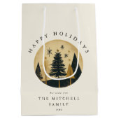 ハッエレガントプホリデーズウォーム金ゴールドパインフォレスト ミディアムペーパーバッグ (裏面)
